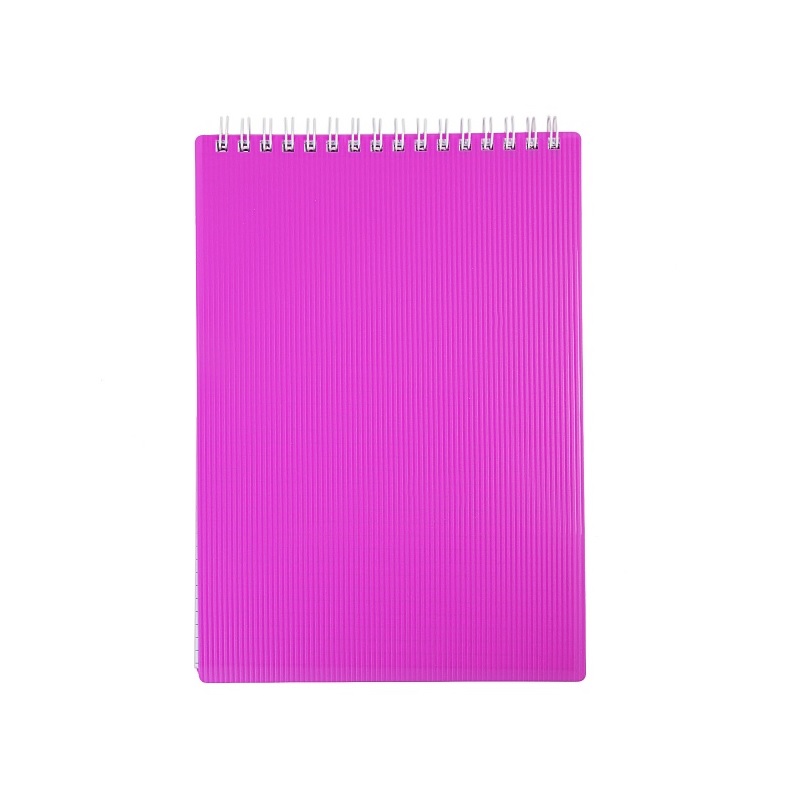 Блокнот  А5 080 л. , спираль, клетка, пластик, Line neon, розовый
