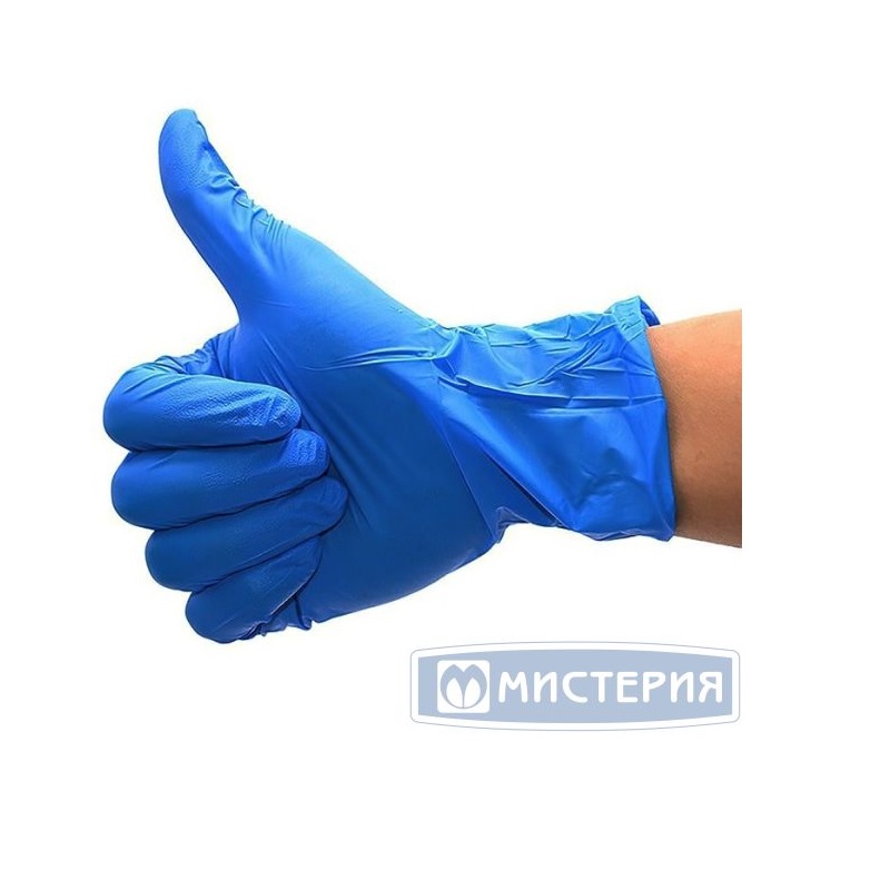 М/Перчатки Мистерия нитрил НЕОПУДР р. M 50пар/уп/синие