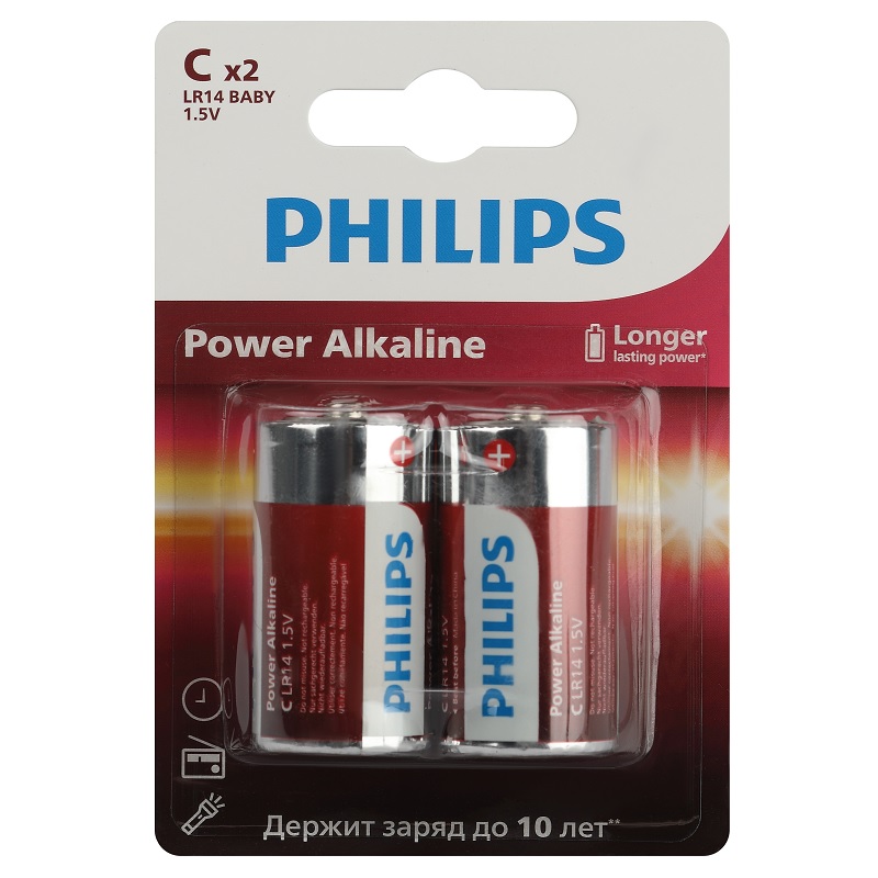 Эл.пит. C-2/(alkaline) Philips Power, блистер 2 шт./2/24