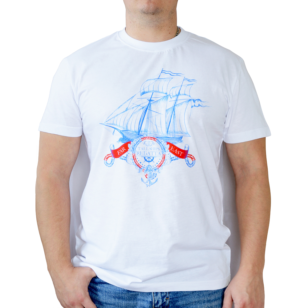Регата/Футболка, арт. 51, р-р L, цв. белый, лого "Парусник"