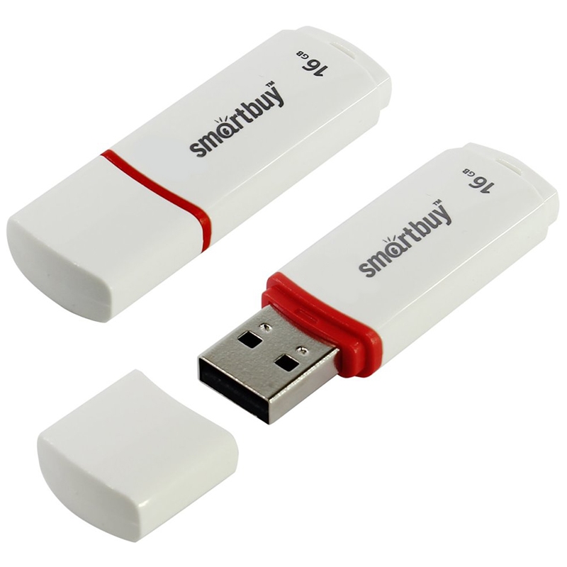 Память USB 2.0 FlashDrive 16GB Smartbuy Crown, белый