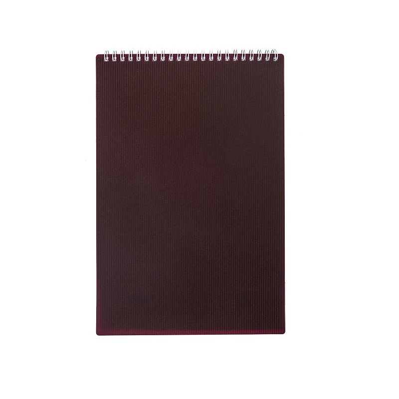 Блокнот  А4 080 л., спираль, Velvet, пласт.обл., бордо