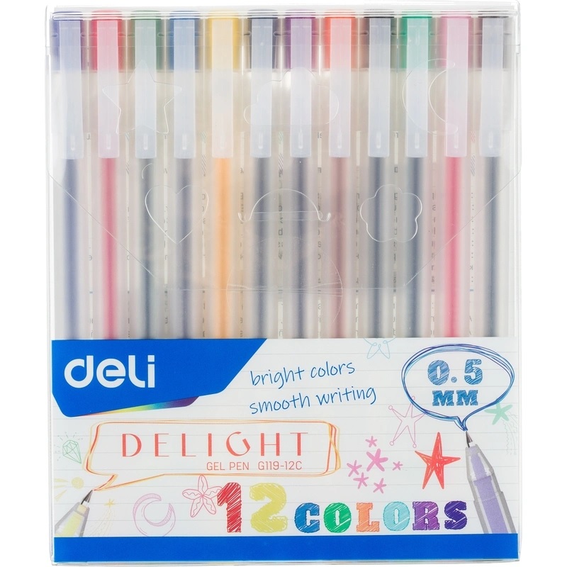 Набор  гел. ручек  12 цв. 0,5мм Deli Delight, ассорти