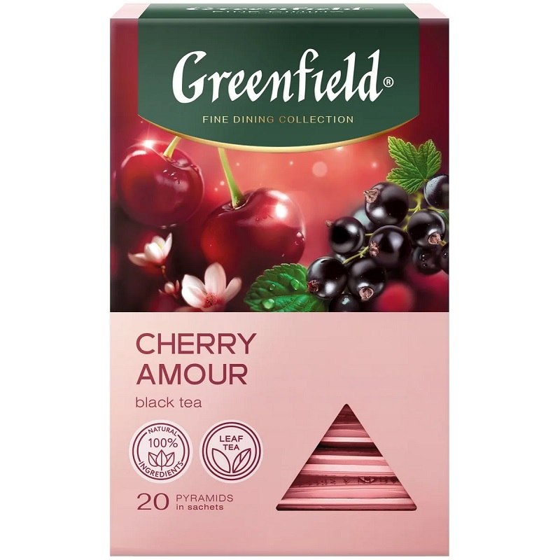 Чай  20 пак. Гринфилд Cherry Amour пирам.1,8г, черный с добавками/8