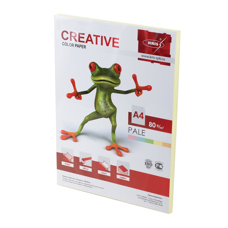 Бумага Creative 80 г. А4 100л, пастель, желтый/25