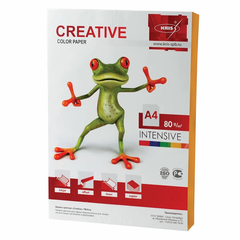 Бумага Creative 80 г. А4 100л, ярко-оранжевый/25