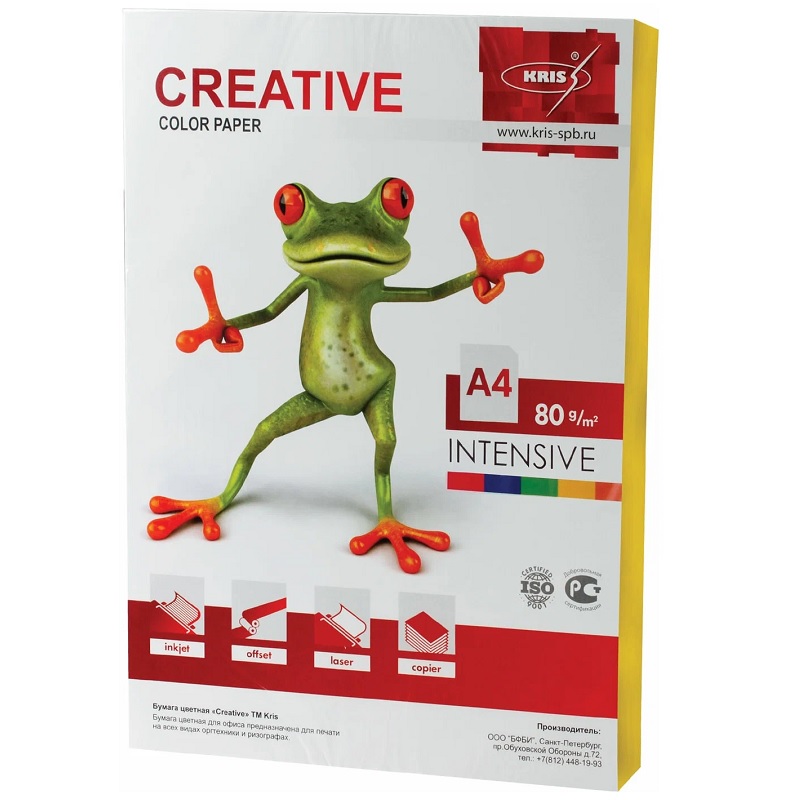 Бумага Creative 80 г. А4 100л, ярко-желтый/25