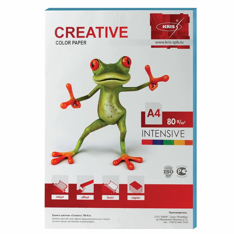 Бумага Creative 80 г. А4 100л, ярко-голубой/25
