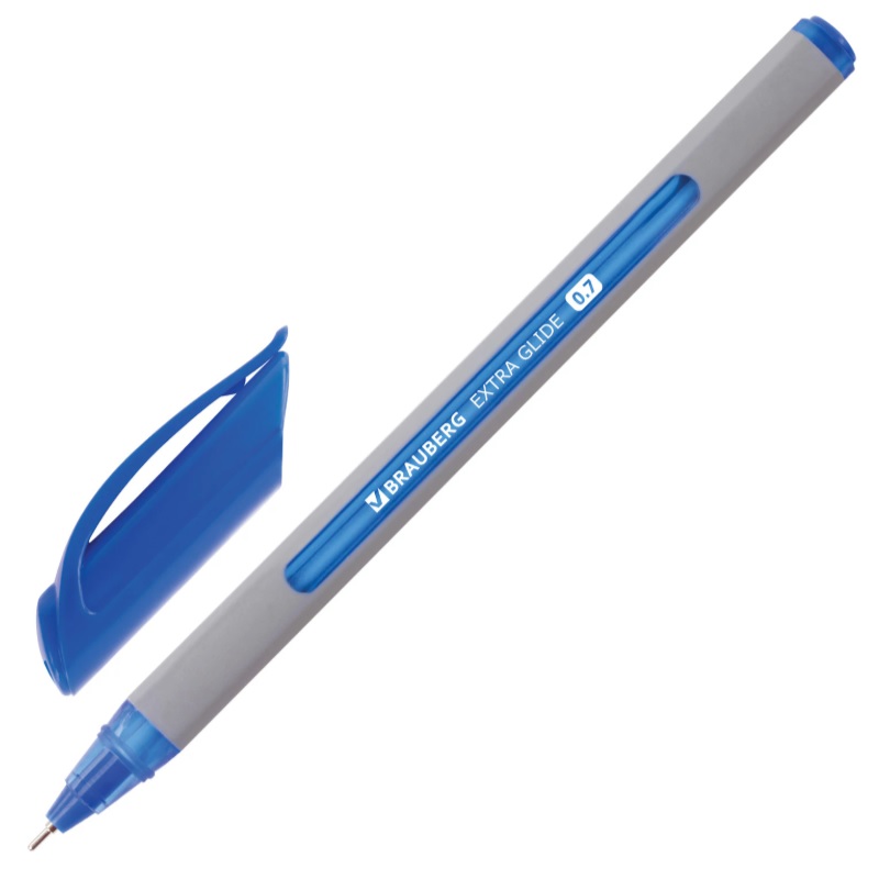 Ручка шар. син. 0,7мм Brauberg Extra Glide Soft Grey, линия 0,35мм, масл.осн.