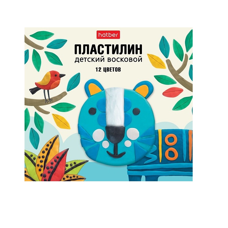 Пластилин 12 цв.    180г.  "Хатбер"Тигра", воск./19