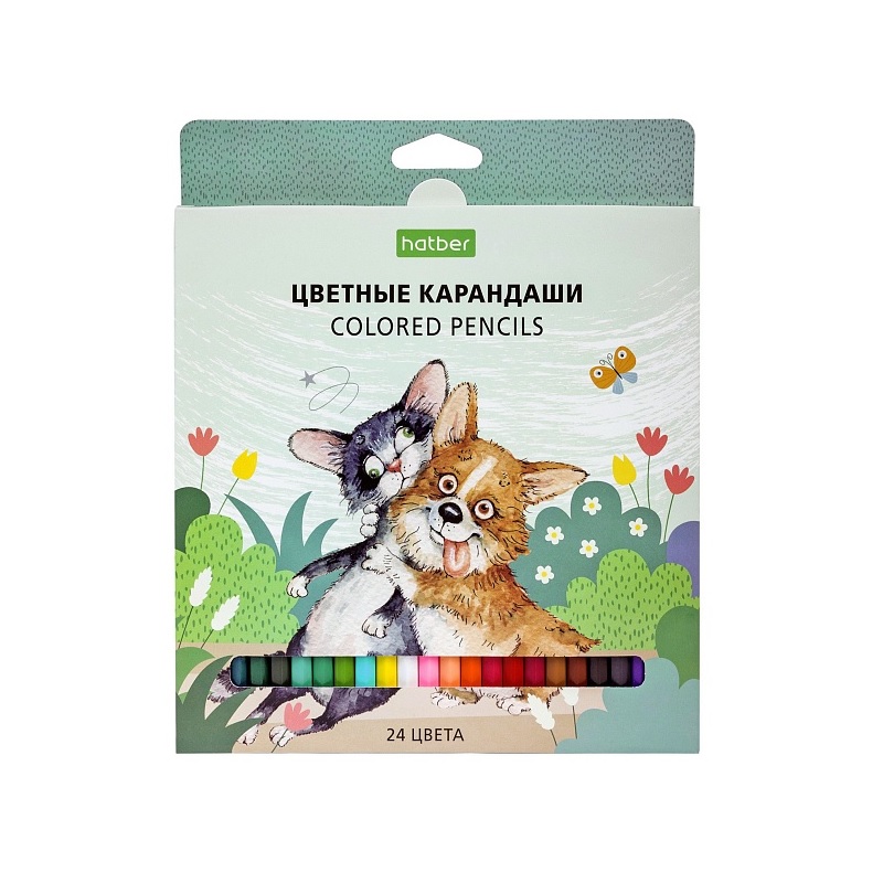 Карандаши 24 цв. Хатбер "Пэтс стори", карт.уп.